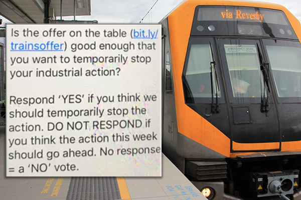 Article image for Union manipulating train drivers to vote FOR strike action