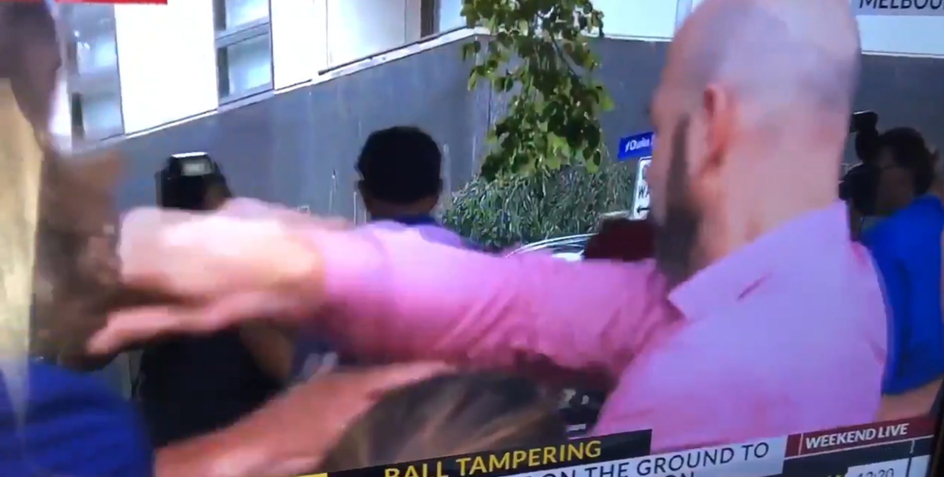 Article image for VIDEO | Macquarie National News reporter shoved by angry journo at press conference