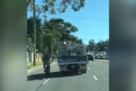 WATCH | Cyclist dances with death latching on to truck