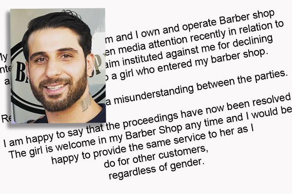 Article image for Barber forced to cut women’s hair after being dragged through discrimination case
