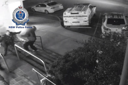 Shocking CCTV footage shows man allegedly attacking police with a knife