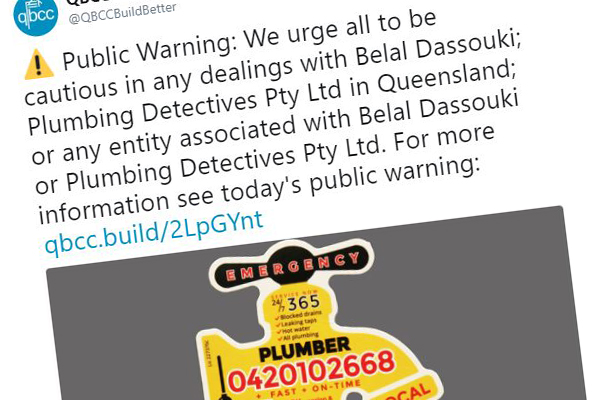 Article image for Shonky plumbers run out of Queensland… still operating in New South Wales
