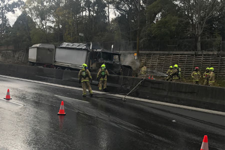 Truck fire and multi-vehicle accident causing traffic chaos