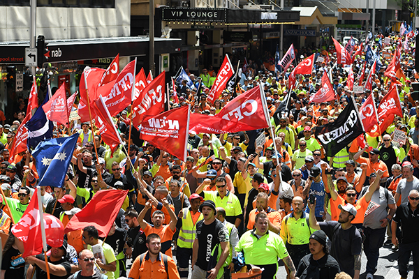 Article image for Union rallies ‘a demonstration of militant union power,’ says Jobs Minister