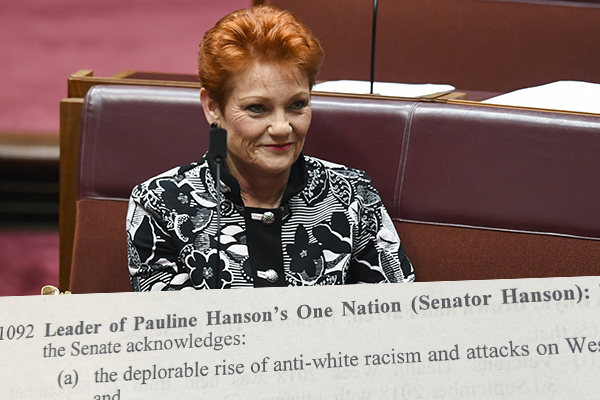 Article image for White or wrong? Pauline Hanson loses ‘okay to be white’ motion in parliament