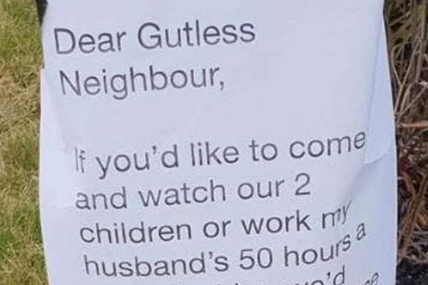Article image for Mum’s response to petty neighbour quickly goes viral