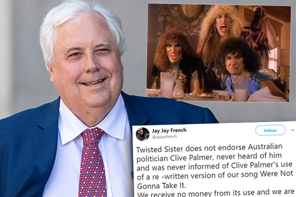 US rock band Twisted Sister ‘not gonna take’ Clive Palmer’s comeback attempt