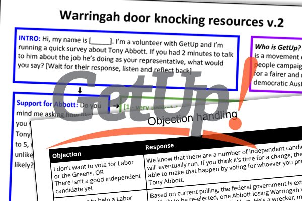 Article image for Leaked GetUp! door knocking guide to get rid of Tony Abbott