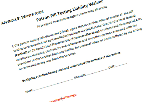Festival goers made to sign ridiculous pill testing waiver form