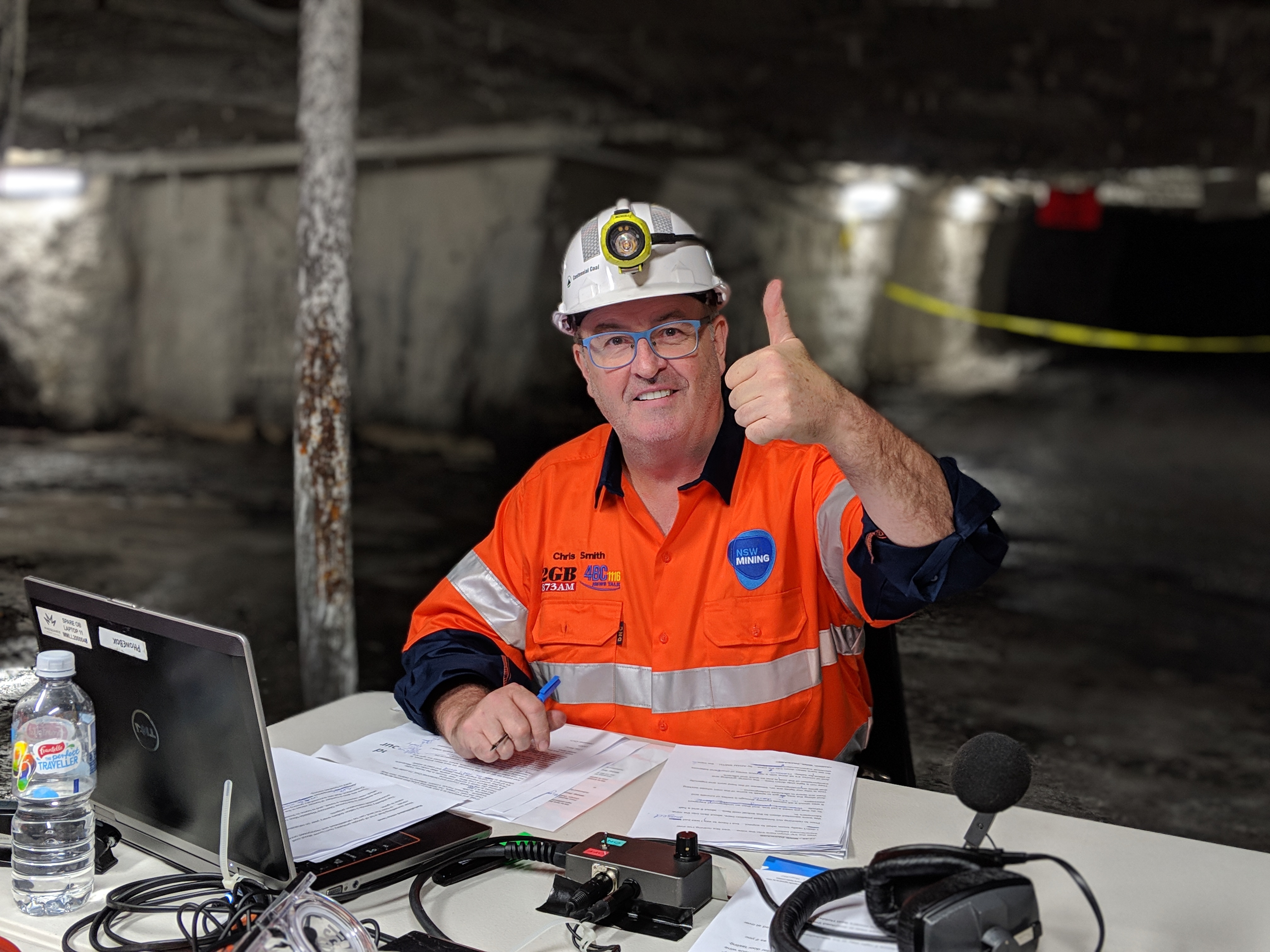 Chris Smith broadcasts from inside a working coal mine