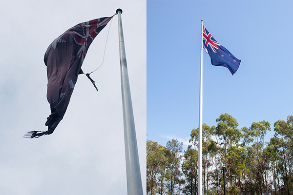 Article image for UPDATE | Mayor replaces tattered Australian flag