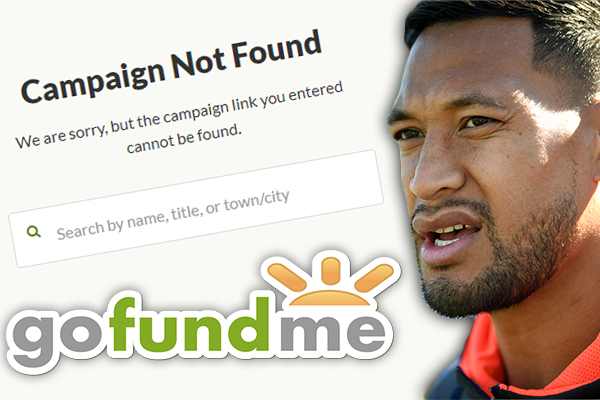 Israel Folau’s fundraising page has been shut down