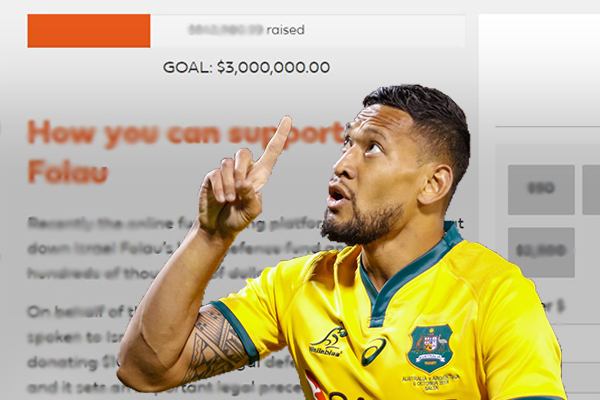 Article image for Israel Folau’s new fundraising page soars after GoFundMe snub