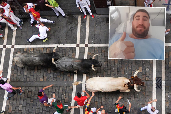 Article image for ‘Huge adrenaline rush’: Aussie describes being gored by bull in Spain