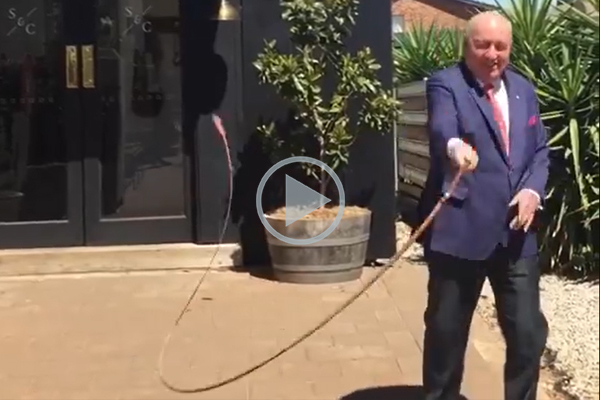 Article image for WATCH | Alan Jones tries his hand at whip cracking