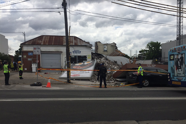 Article image for Sniffer dogs searching for trapped people after building collapse, Hurlstone Park