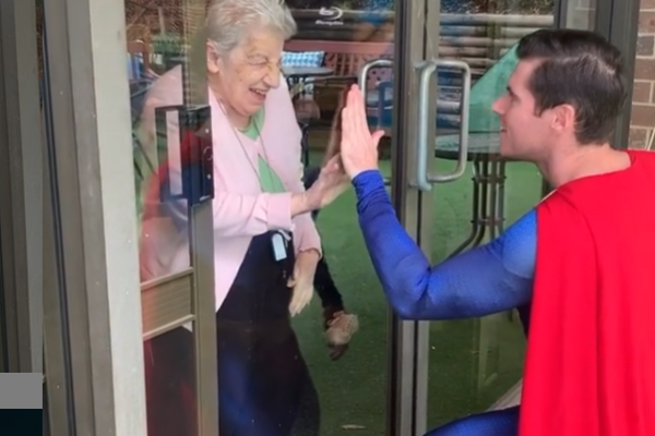 Article image for ‘Superman’ visits nursing home to bring joy to lonely residents