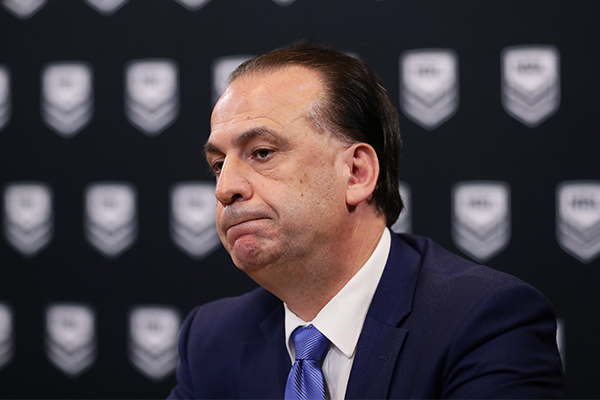 Article image for Peter V’landys says NRL club will be punished after player’s reporter kiss