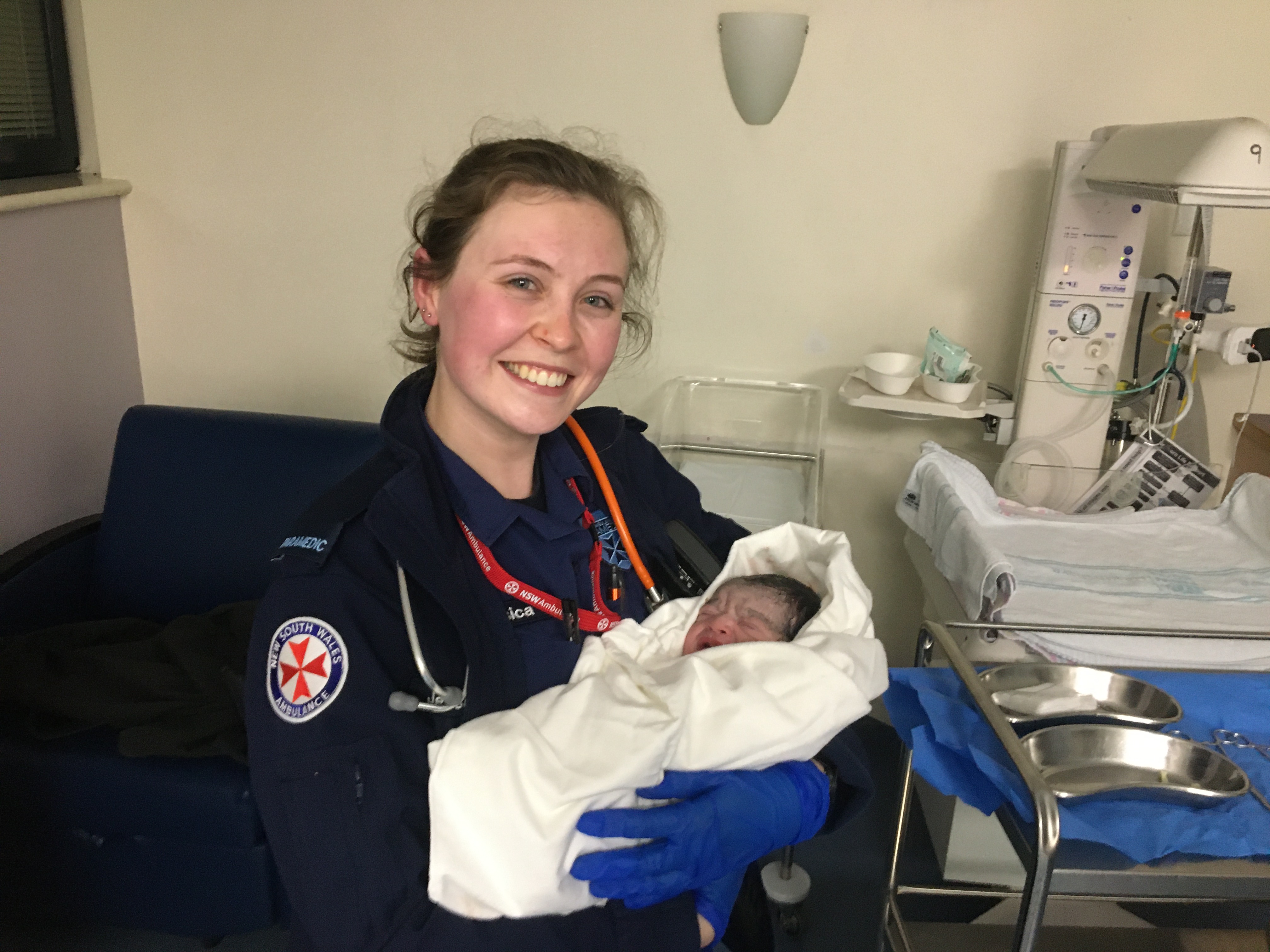 EXCLUSIVE | Baby’s dramatic entrance into the world makes a young paramedic’s dream come true