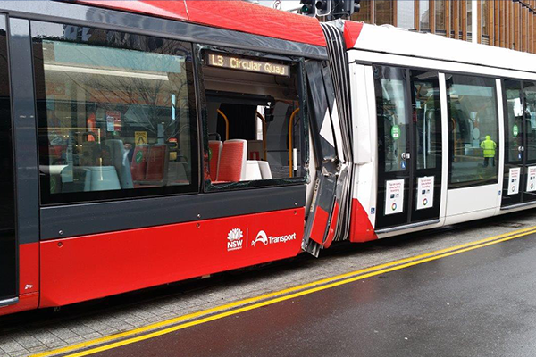 Tram window implodes in Sydney collision