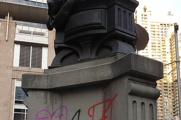 Queen Victoria statue vandalised outside Sydney’s QVB