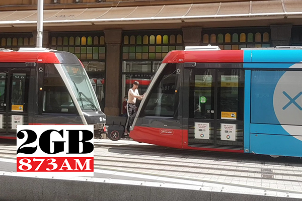 Article image for WATCH | Man caught riding outside of Sydney light rail