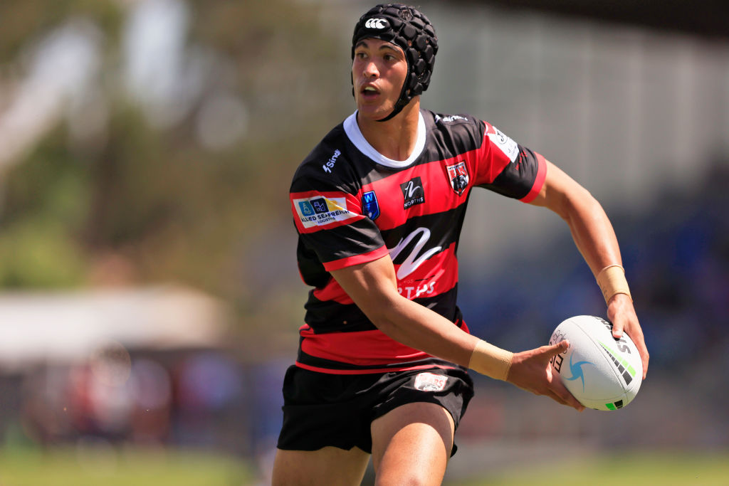 oseph Suaalii of the Bears runs the ball during the NSW Cup Trial Match between the North Sydney Bears and the Canberra Raiders at Seiffert Oval