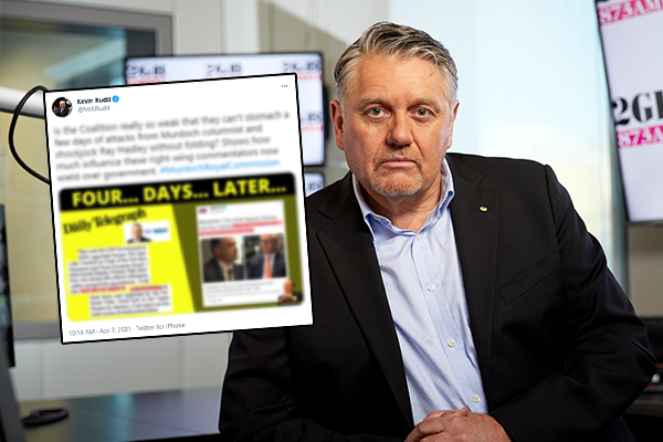 Ray Hadley responds to Kevin Rudd’s ‘disgraceful’ social media antics