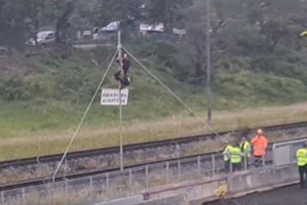 Article image for Protester arrested after blocking Port Botany train line