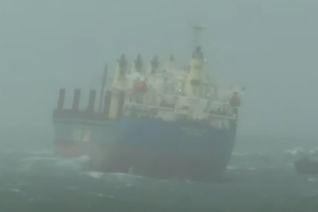 Tugboat crew saves cargo ship stranded overnight