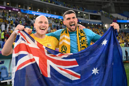 Australia celebrates historic win over Denmark