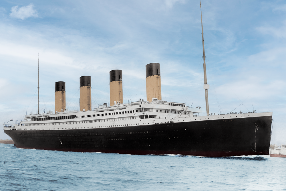 Colourised photo of The Titanic