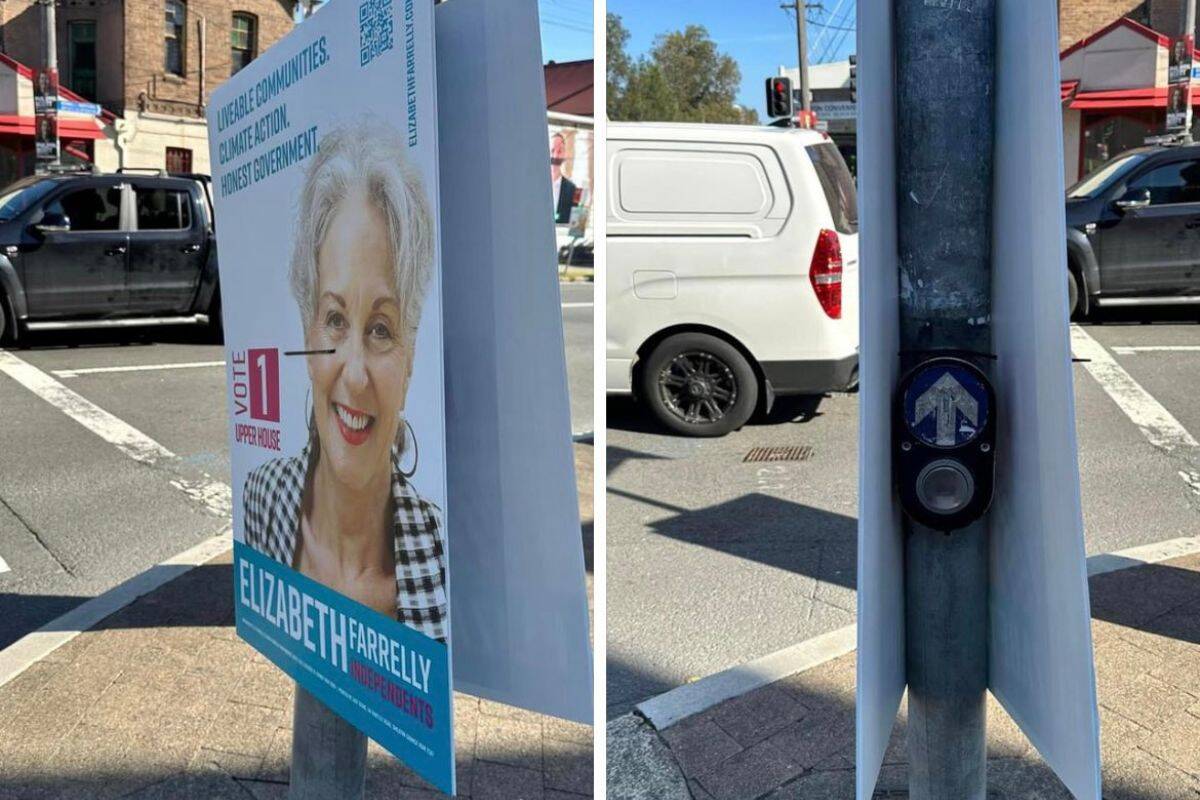 Article image for Election madness: Posters on a pedestrian crossing