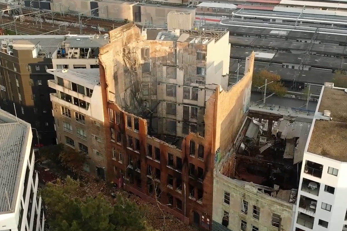 Article image for WATCH: New footage of Surry Hills building destroyed by fire