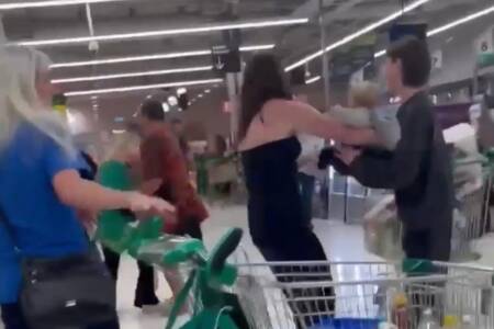 ‘Hold my baby’: Video of wild brawl in Woolworths