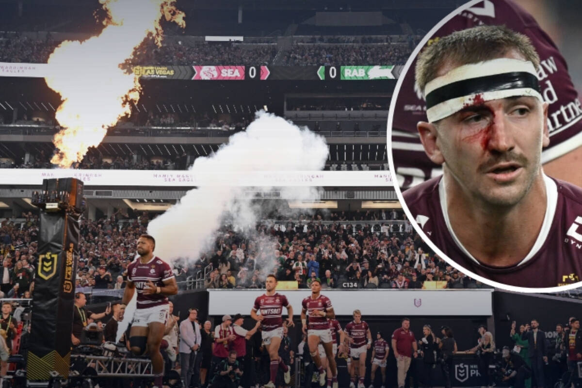 Article image for ‘Blood everywhere’ – American sports host reacts to NRL in Vegas
