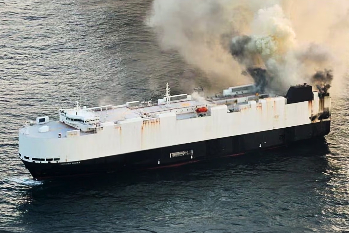 Article image for ‘Ocean graveyard’ – EV ship inferno continues to burn