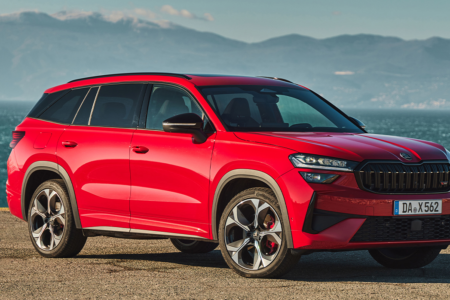 Performance skewed Skoda Kodiaq RS around the corner