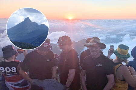 ‘Aussie, Aussie, Aussie’ – Celebrations from the top of Mount Warning