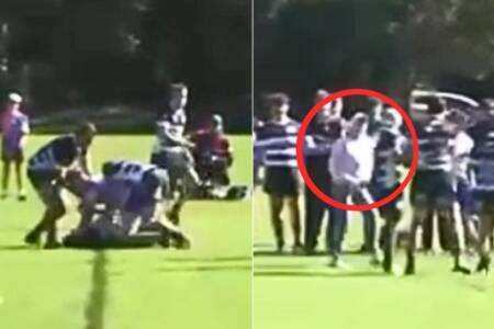 EXCLUSIVE – Mum storms field to join footy brawl