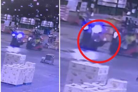 EXCLUSIVE – Shocking forklift crash at Sydney Markets
