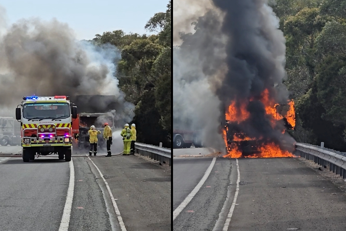 Article image for Truck fire closes Princes Motorway south of Sydney